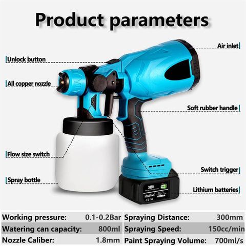 Electric Spray Gun | High Power Cordless Handheld Electric Paint Sprayer Home | 18V Battery
