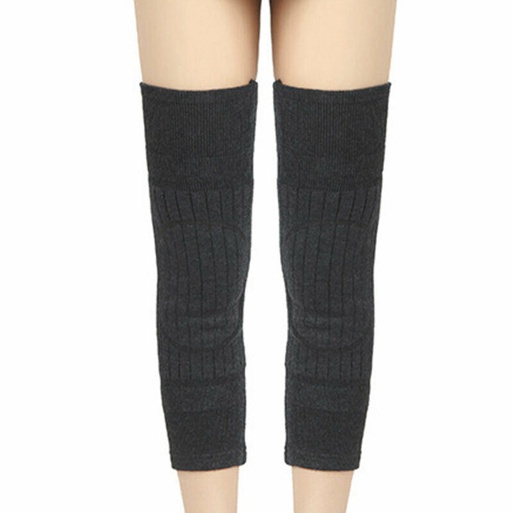2 PCS Non-Slip Cashmere Wool Knee Pads Brace Leg Warmer with Strap Adjustable for Men & Women