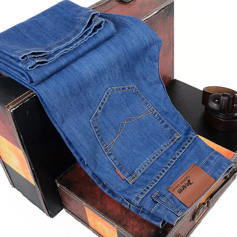 Men Fashion Straight Jeans Men New Stretch Slim Fit Pants