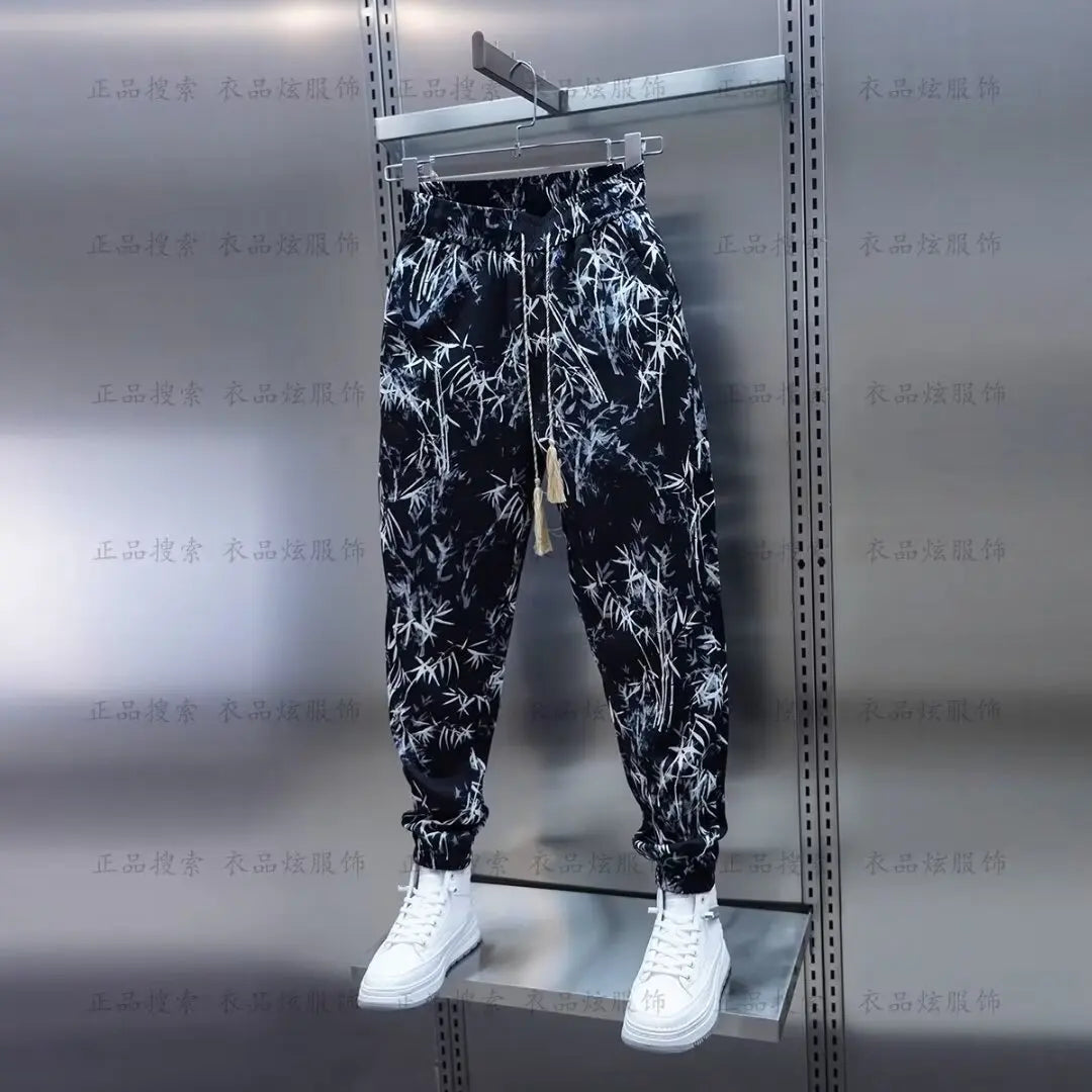 Men Harem Pants Joggers Bamboo Printed Pants