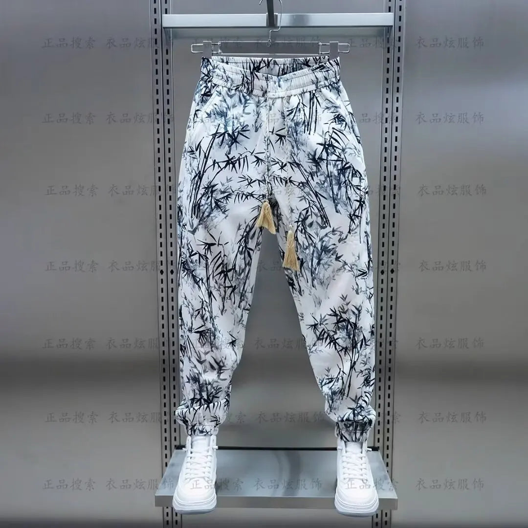 Men Harem Pants Joggers Bamboo Printed Pants