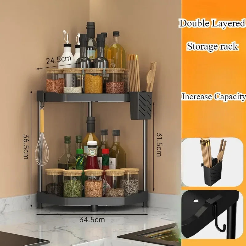 Kitchen Seasoning Shelf Spice Countertop Corner Stands