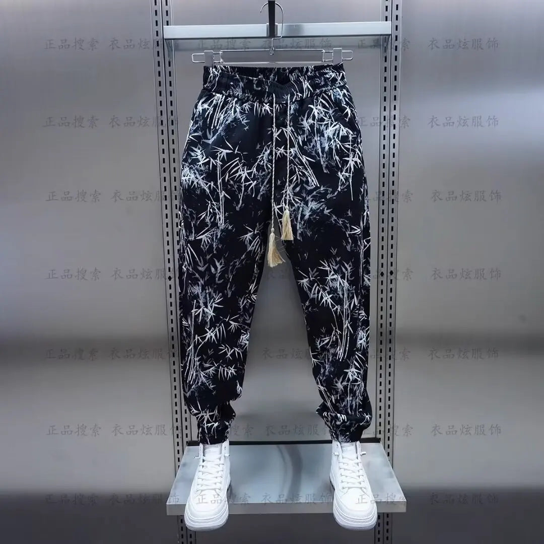 Men Harem Pants Joggers Bamboo Printed Pants