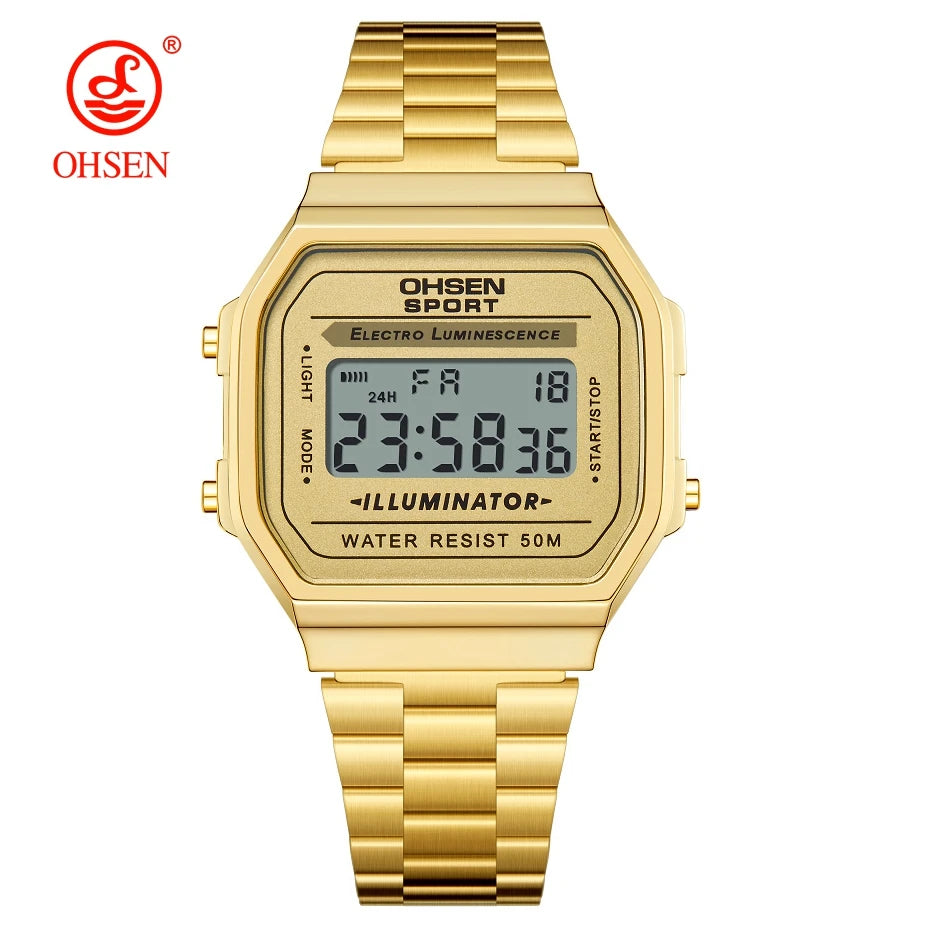 Digital Watches for Women Luxury Gold Ladies Sport Watch