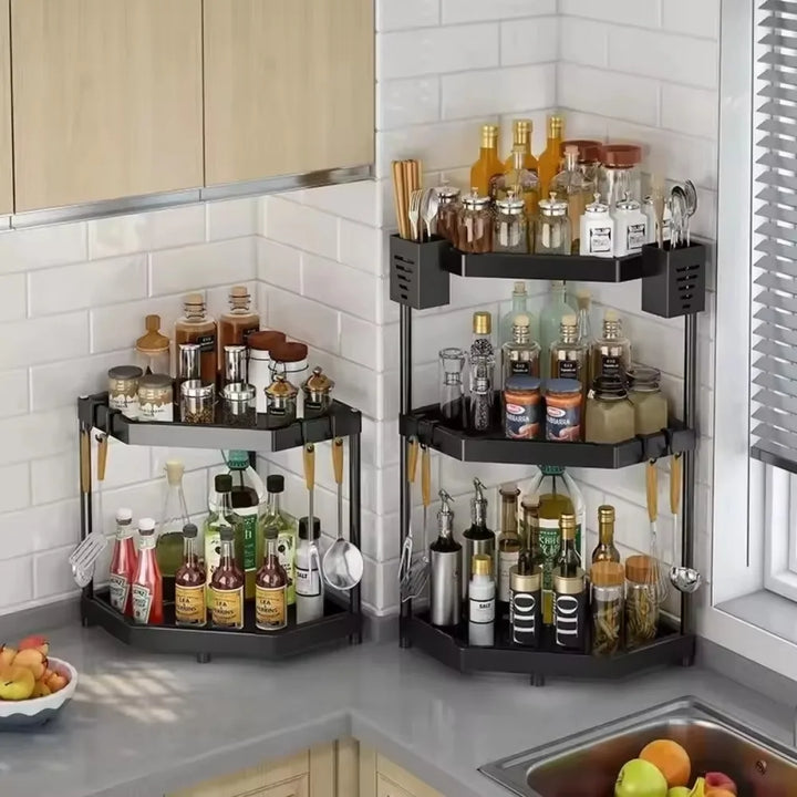 Kitchen Seasoning Shelf Spice Countertop Corner Stands