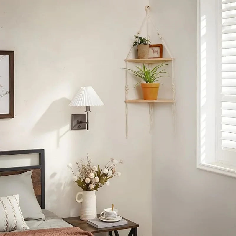 Corner Shelf Macrame Wall Hanging Wood Frames
