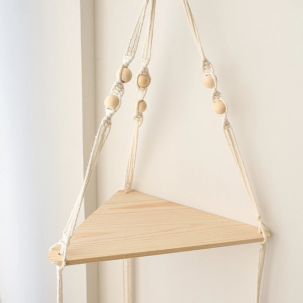 Corner Shelf Macrame Wall Hanging Wood Frames