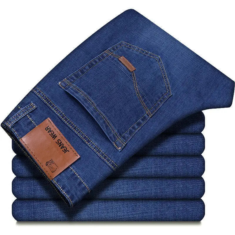 Men Fashion Straight Jeans Men New Stretch Slim Fit Pants