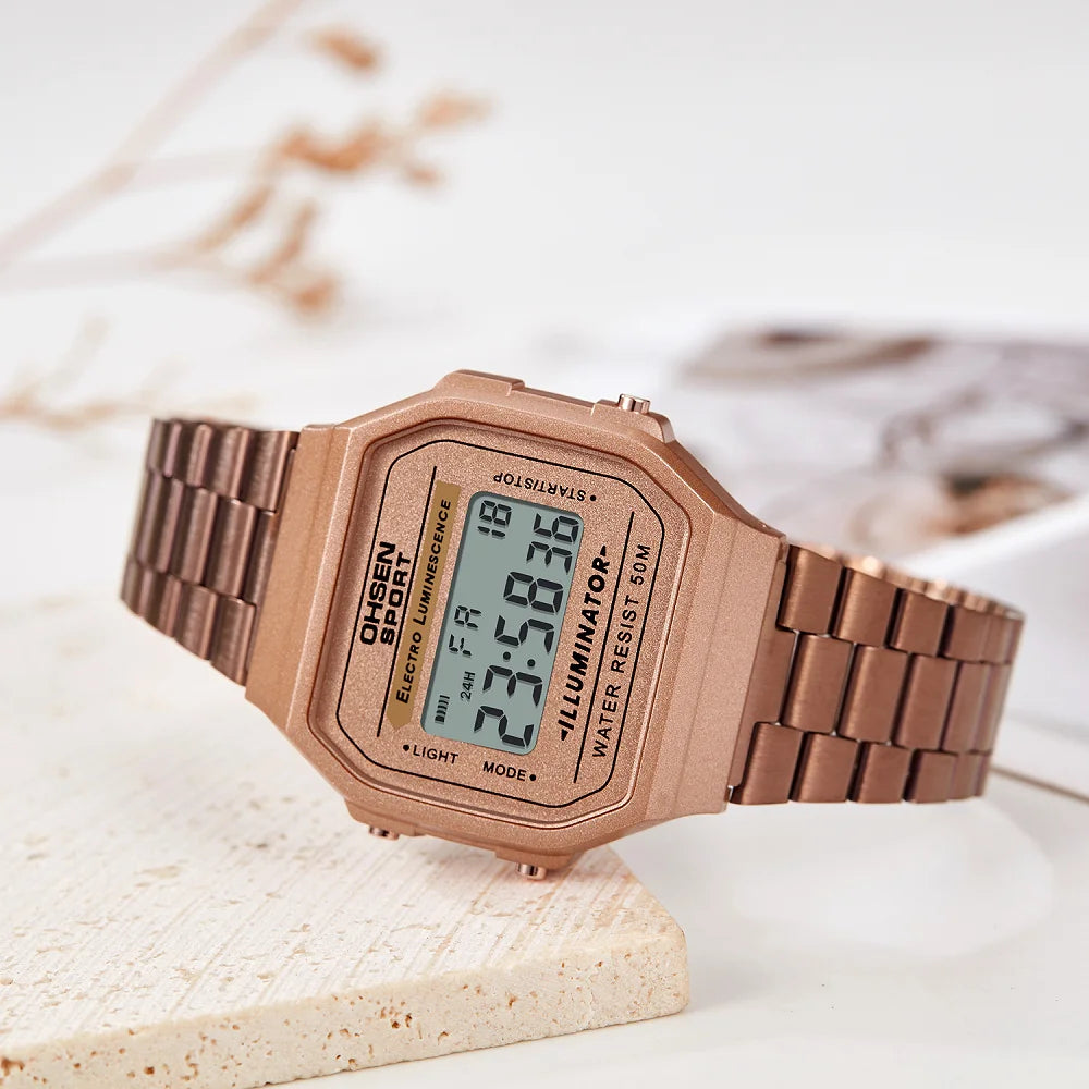 Digital Watches for Women Luxury Gold Ladies Sport Watch