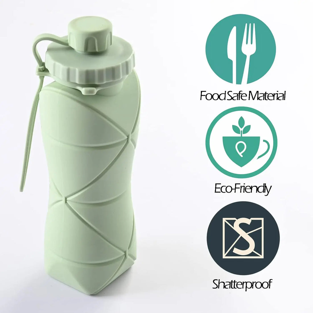 Silicone Collapsible Sports Water Bottles Outdoor Camping