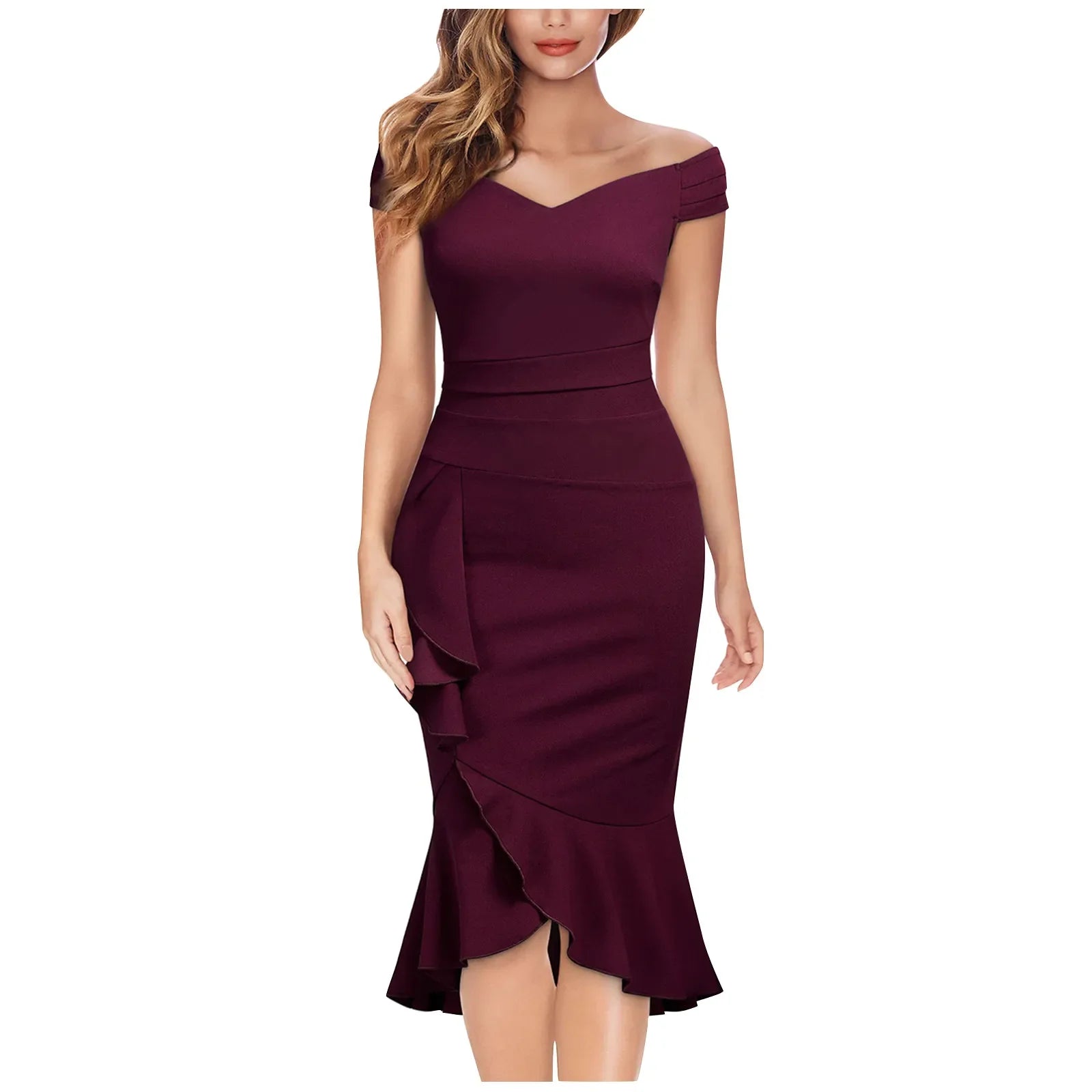 Women's elegant party dresses Off Shoulder V-Neck