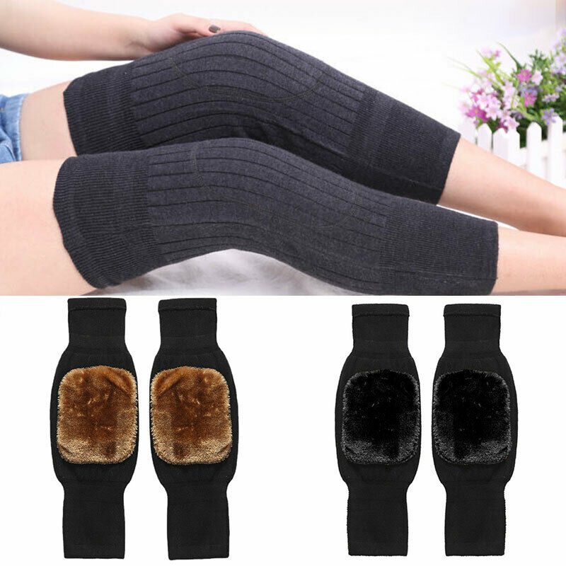 2 PCS Non-Slip Cashmere Wool Knee Pads Brace Leg Warmer with Strap Adjustable for Men & Women